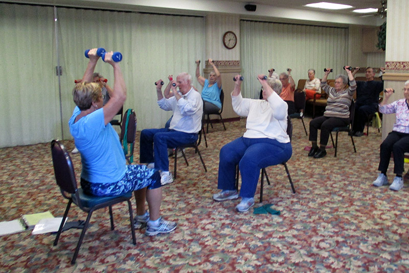 residents in exercise class